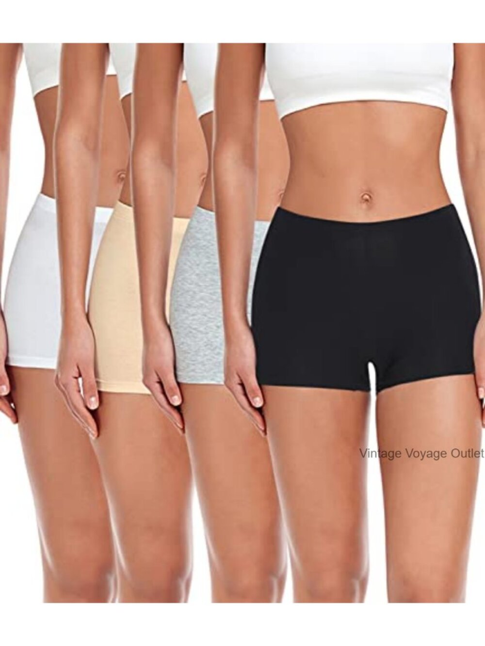 Women's Cotton Boyshort Panties Boxer Briefs 4 Pack Breathable Mid-High Waist
